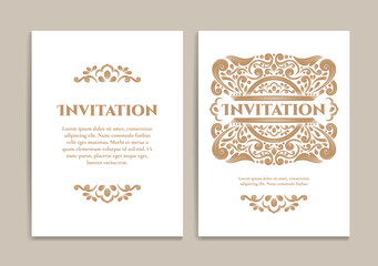 Fototapeta na wymiar Luxury invitation card design with vector ornament pattern. Vintage template. Can be used for background and wallpaper. Elegant and classic vector elements great for decoration.