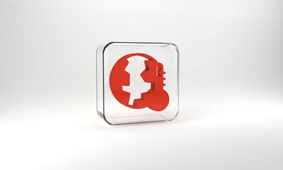 Obraz premium Red Planet earth melting to global warming icon isolated on grey background. Ecological problems and solutions - thermometer. Glass square button. 3d illustration 3D render