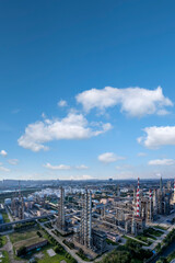 Aerial photography of large chemical plants