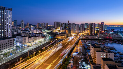Fototapeta na wymiar Aerial photography of modern urban architecture landscape night view in China