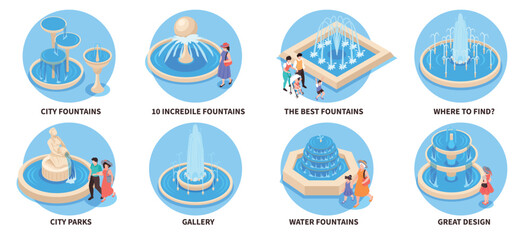Isometric Fountain Park Compositions