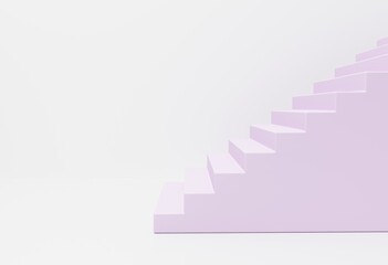 Empty Podium, showcase, stand of stairs, arches for advertising, presentation of goods, products. Abstract composition, background of geometric objects - 3D render. Minimal white studio with showcase