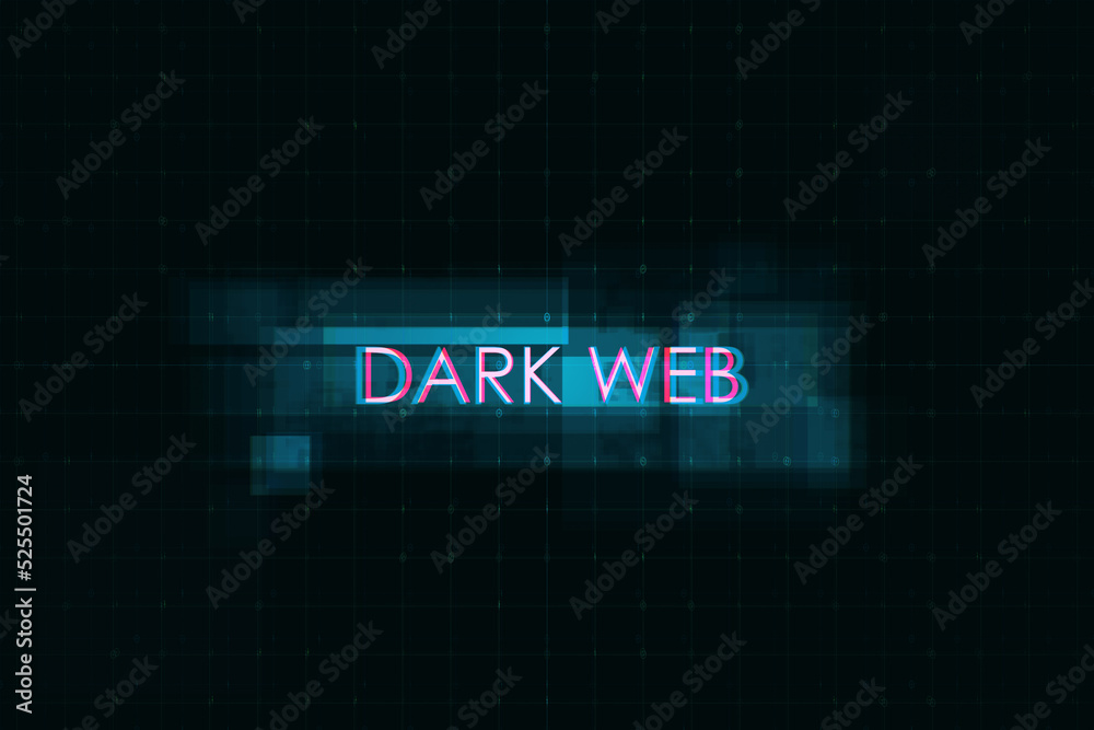 Poster creative digital text on dark background. dark web, technology and ai concept. 3d rendering.