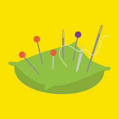 Pillow with sewing needles, illustration