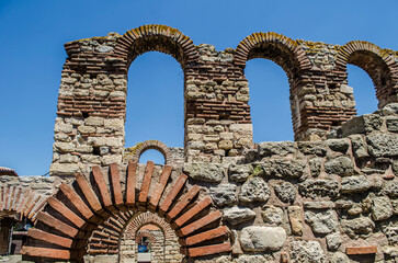 The ancient city of Nessebar fragments of ruins.