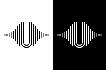 Initial letter with pulse music player black and white. Very suitable for symbol, logo, company name, brand name, personal name, icon and many more.