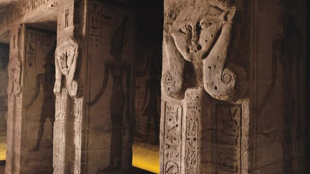 Interior Statues Of Abu Simbel Temple In Egypt
