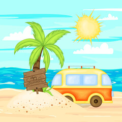 A collection of summer items. Cartoon style. Vector illustration.