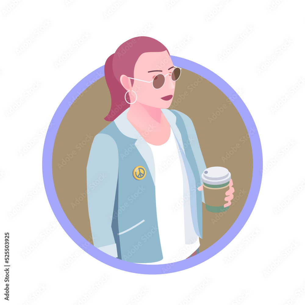 Sticker isometric woman avatar