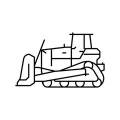 bulldozer construction car vehicle line icon vector illustration