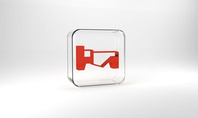 Red Bed icon isolated on grey background. Glass square button. 3d illustration 3D render