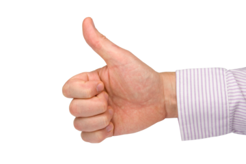 Close-up businessman hand showing thumb up sign