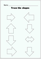 High Resolution Printable Shapes Tracing Worksheets for Kindergarten and Preschool Kids, Shapes Practise Printable Templates.