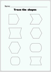 High Resolution Printable Shapes Tracing Worksheets for Kindergarten and Preschool Kids, Shapes Practise Printable Templates.