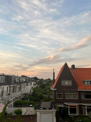 Beautiful view of cloudy sky over city in evening