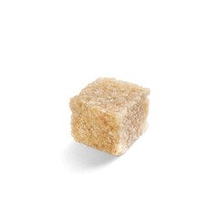 One brown sugar cube isolated on white