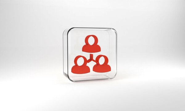 Red Online class icon isolated on grey background. Online education concept. Glass square button. 3d illustration 3D render