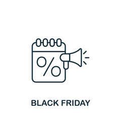 Black Friday icon. Line simple line Retail icon for templates, web design and infographics