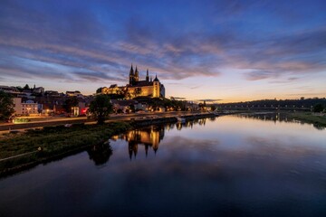 Naklejka premium Albrechtsburg Meissen bei Sonnenuntergang