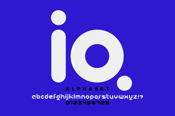 Modern lowercase style font design, IQ alphabet, letters and numbers vector illustration