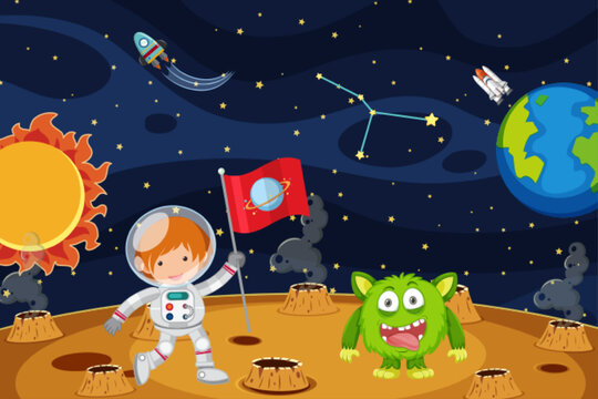 Cartoon space background template