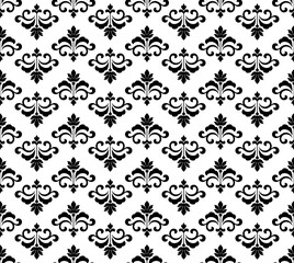 Flower geometric pattern. Seamless vector background. White and black ornament