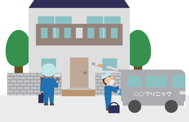 訪問診療で家を訪問している医師