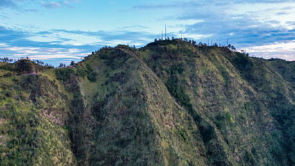 Aerial view of the Mount Bromo, is an active volcano and part of the Tengger massif, in East Java, Indonesia. East Java, Indonesia, August 24, 2022