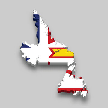 recommend clip art: 3d isometric Map of Newfoundland and Labrador is a region of Canada