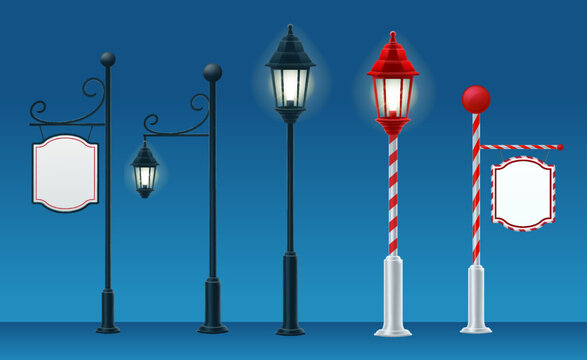 street lamps lights set of elements for christmas