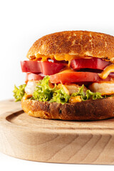 
burger close-up on a white background