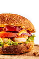 fresh tasty burger isolated on white background