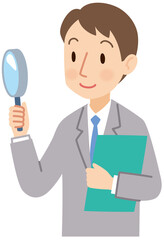 虫眼鏡を覗くビジネスマン　リサーチ　調査