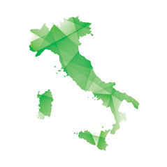 vector illustration of Italy map with green colored geometric shapes