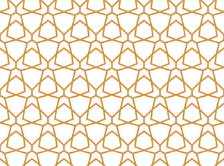 Fototapeta premium The geometric pattern with lines. Seamless vector background. White and gold texture. Graphic modern pattern. Simple lattice graphic design