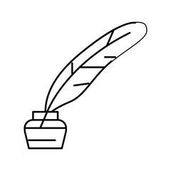 ink feather soft fluffy line icon vector illustration