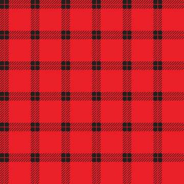 Black Red Cute Line Stripe Striped Checkered Scott Plaid Tartan Gingham Cartoon Vector Seamless Pattern Print Background