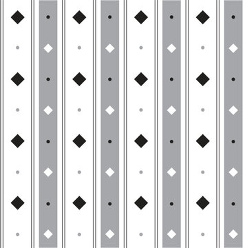 Black White Grey Diamond Tilt Square Vertical Line Stripe Dot Dash Line Circle Seamless Pattern Vector Illustration Tablecloth, Picnic mat wrap paper, Mat, Fabric, Textile, Scarf © chamkrajang