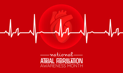 Vector illustration design concept of national atrial fibrillation awareness month observed on every september. - obrazy, fototapety, plakaty