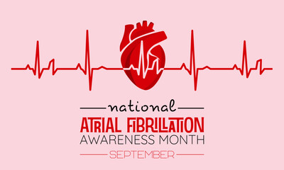 Vector illustration design concept of national atrial fibrillation awareness month observed on every september. - obrazy, fototapety, plakaty