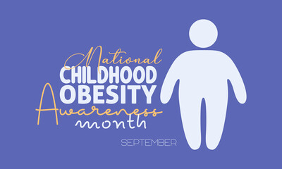 Vector illustration design concept of national childhood obesity awareness month observed on every september. - obrazy, fototapety, plakaty
