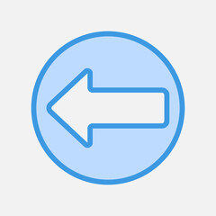 Left arrow icon in blue style, use for website mobile app presentation