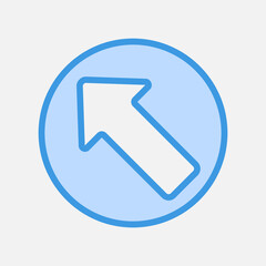 Up left arrow icon in blue style, use for website mobile app presentation