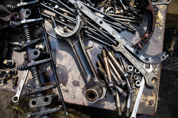 Fototapeta premium Close up shot of bolt fasteners made of metal