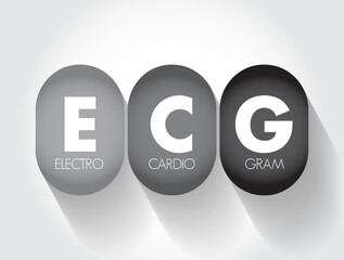 ECG Electrocardiogram - simplest and fastest tests used to evaluate the heart, acronym text concept background