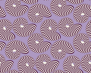 Abstract Hypnotic Sea Shells Vector Seamless Pattern Psychedelic Optical Illusion Design Perfect for Swimwear or Allover Fabric Print Wrapping Paper