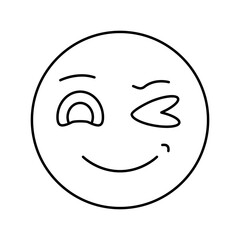 wink emoji line icon vector illustration