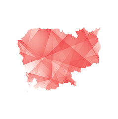 vector illustration of Cambodia map with red colored geometric shapes