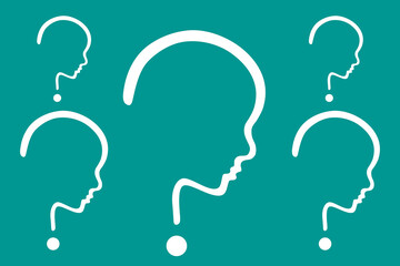 Group of people in the form of  question marks. Frequently asked questions Crowd in doubt. Unsolved problems. Concept illustration. Vector.