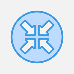 Minimize arrow icon in blue style, use for website mobile app presentation